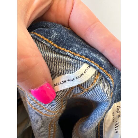 NEW Rag & Bone Dre Low Rise Slim Straight Leg Boyfriend Jeans Blue Size: 28 - Picture 6 of 8